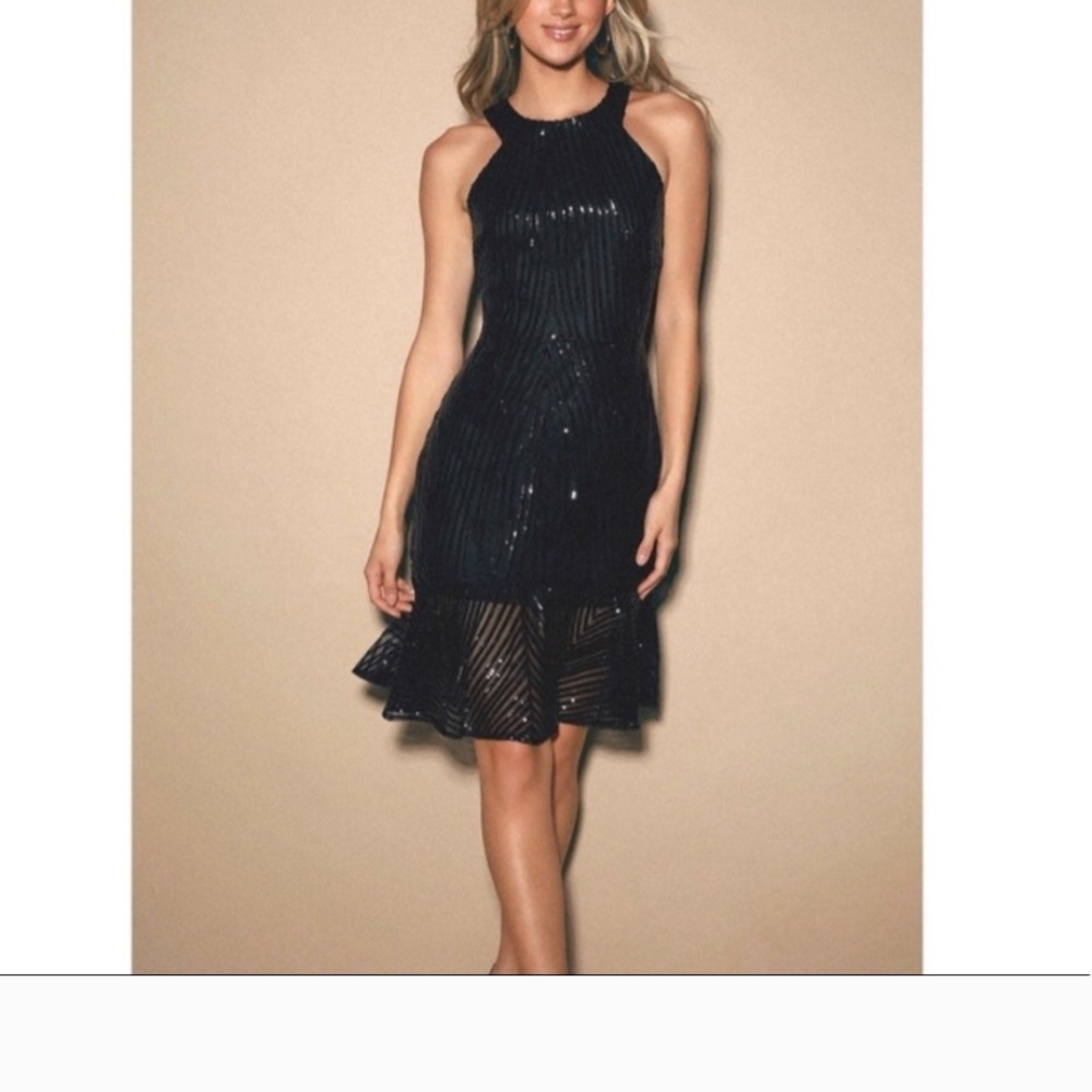 Lulu's Black Sequin Midi Dress
